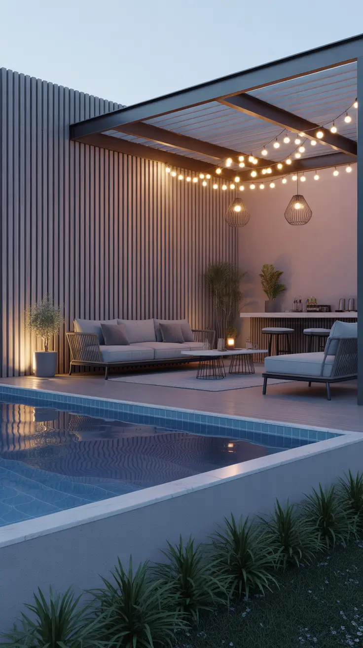 Outdoor Pool Area Above Ground 2026: Modern Deck, Decor & Lighting Ideas