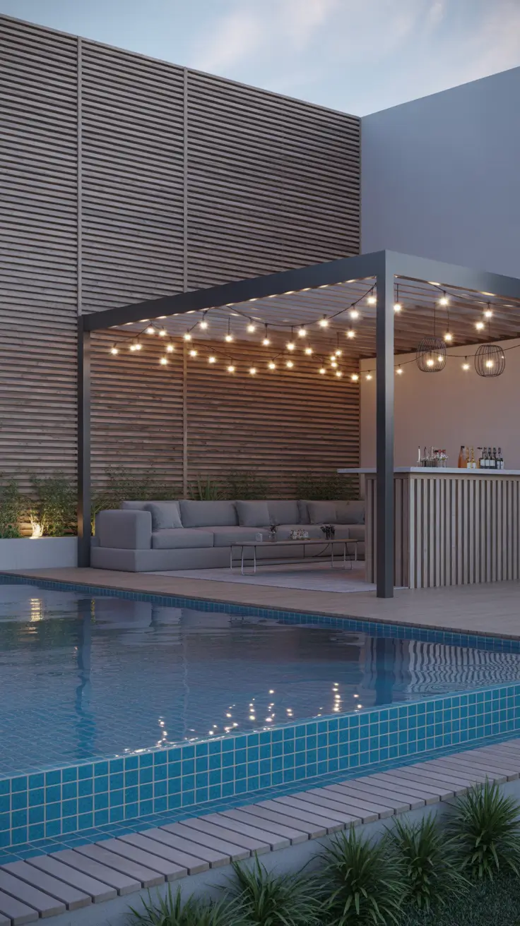 Outdoor Pool Area Above Ground 2026: Modern Deck, Decor & Lighting Ideas