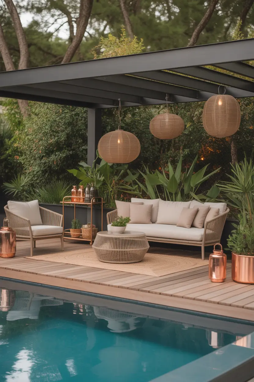 Outdoor Pool Area Above Ground 2026: Modern Deck, Decor & Lighting Ideas