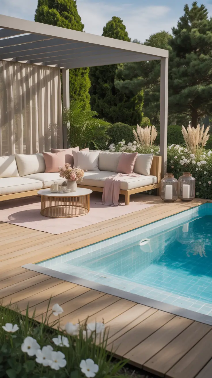 Outdoor Pool Area Above Ground 2026: Modern Deck, Decor & Lighting Ideas