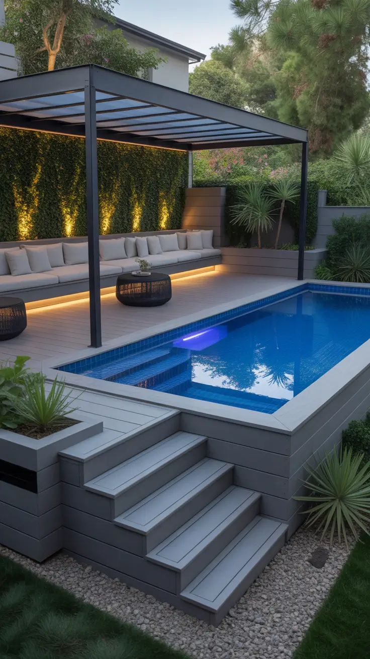 Outdoor Pool Area Above Ground 2026: Modern Deck, Decor & Lighting Ideas