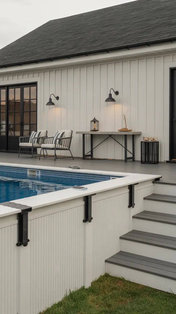 Outdoor Pool Area Above Ground 2026: Modern Deck, Decor & Lighting Ideas